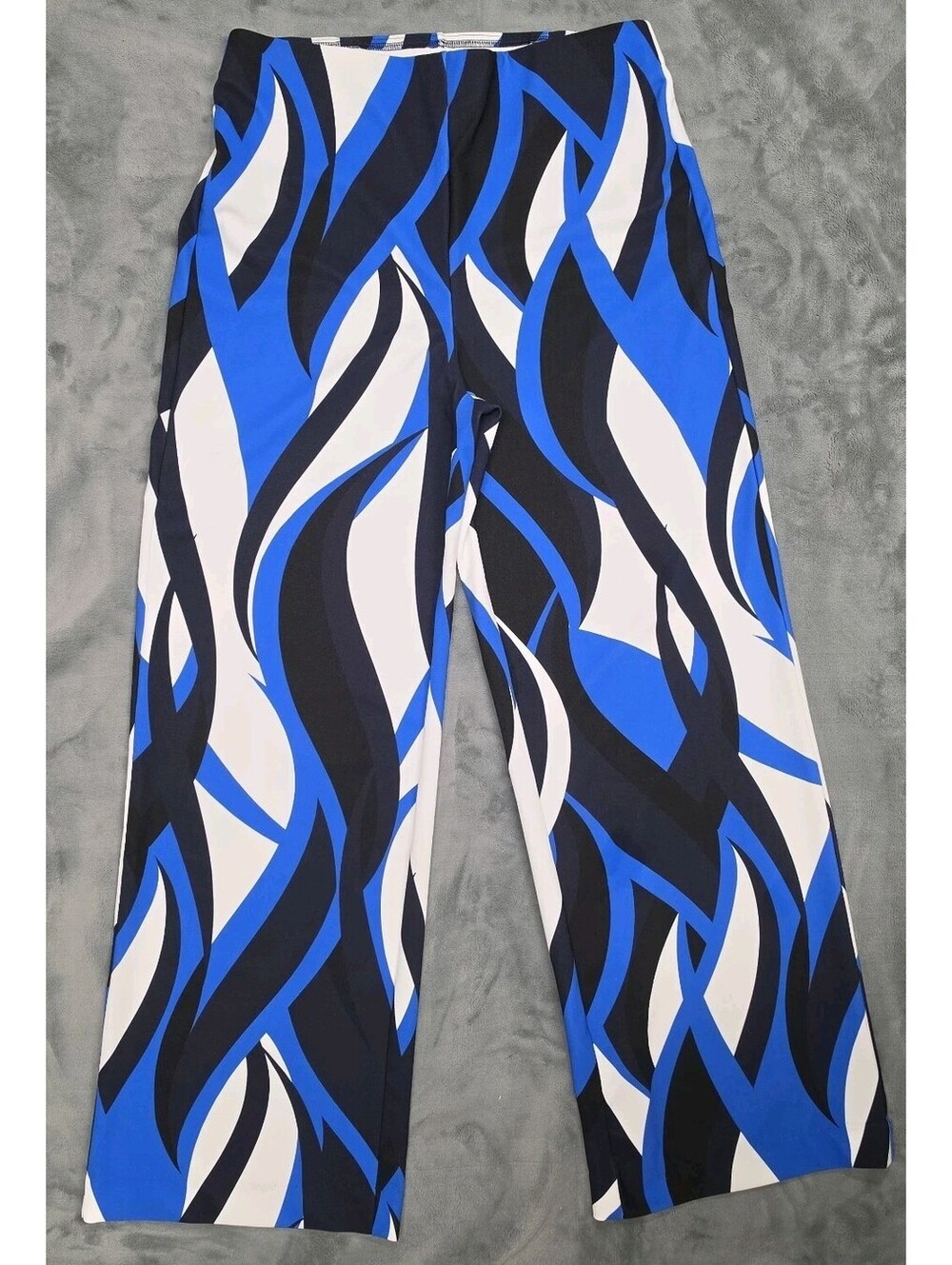 Boston Proper Beyond Travel Palazzo Pants M Blue Abstract Wide Leg Resortwear